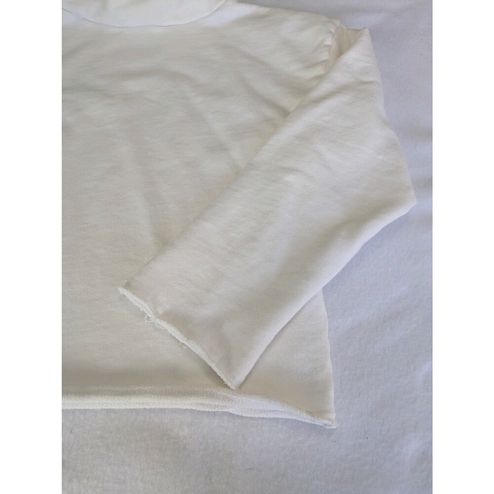 Emerson Fry Sweatshirt Raw Edge White Turtleneck XS Minimalist Crop Luxe Top - Picture 3 of 10